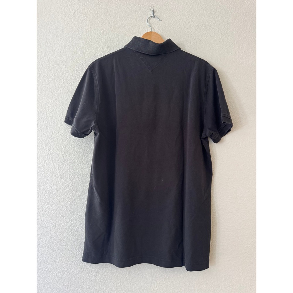 Tommy Hilfiger Polo Shirt Slim Fit Short Sleeve Large Black Excellent Condition